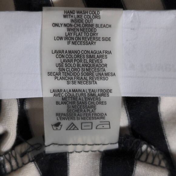 Karl Lagerfeld Womens T-Shirt Black Striped Cap Sleeve Scoop Neck Stretch Lace S - Picture 8 of 9